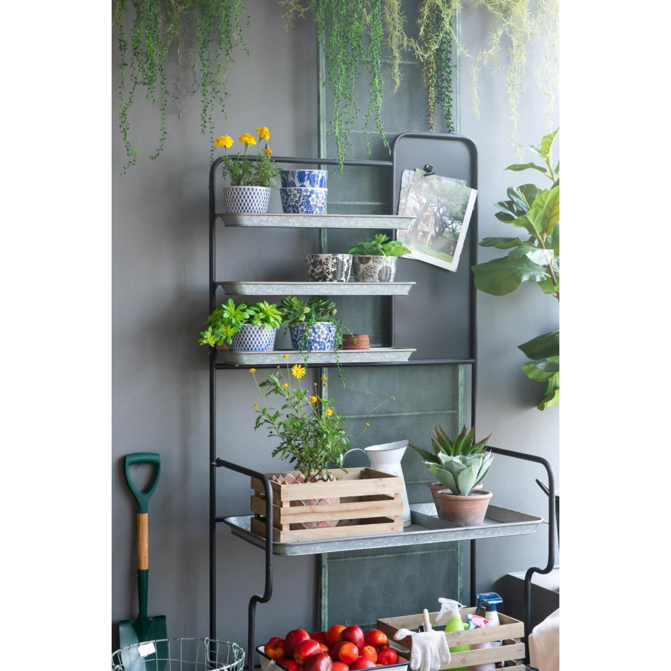 Terracotta Blue and White Outdoor Planter, Set of 4