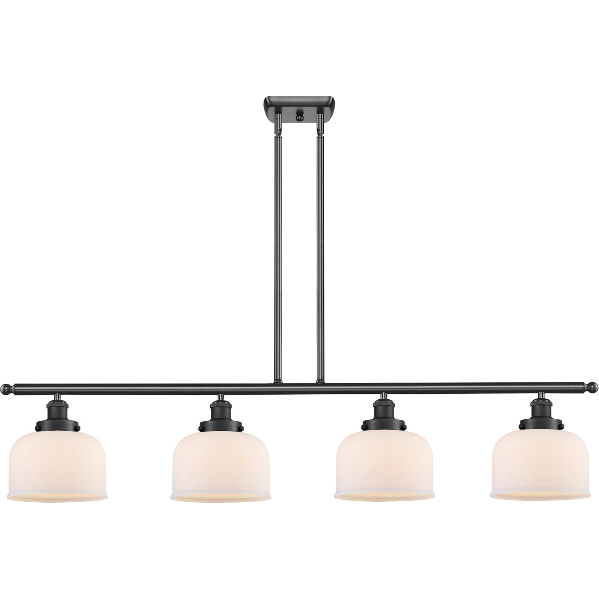 Ballston Large Bell 4 Light 48 inch Matte Black Island Light Ceiling Light in Matte White Glass, Ballston
