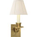 Swing Arm Sconce 7 inch 40.00 watt Hand-Rubbed Antique Brass Swing Arm Sconce Wall Light in Linen 1