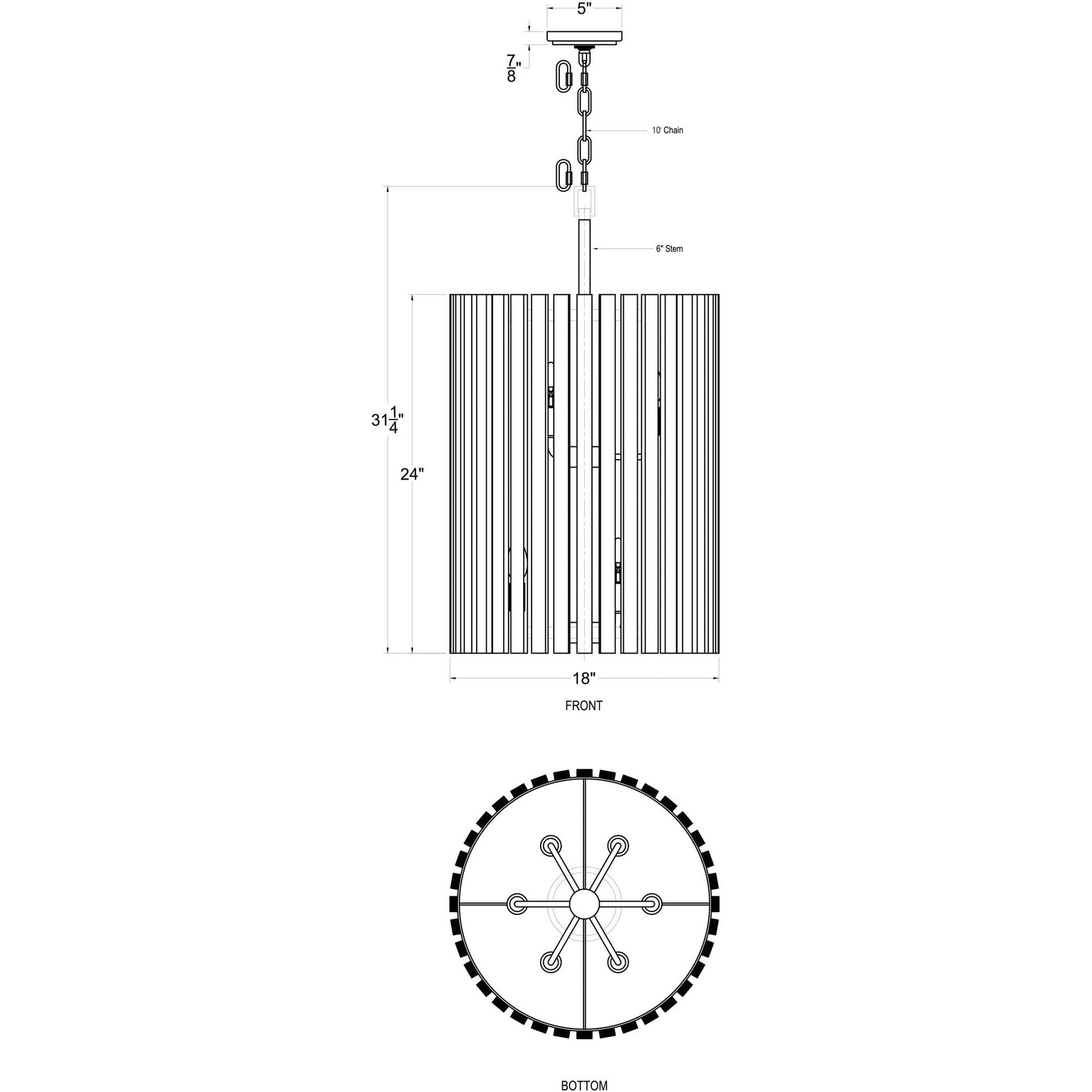 Suratto 6 Light 18 inch Matte Black Foyer Pendant Ceiling Light