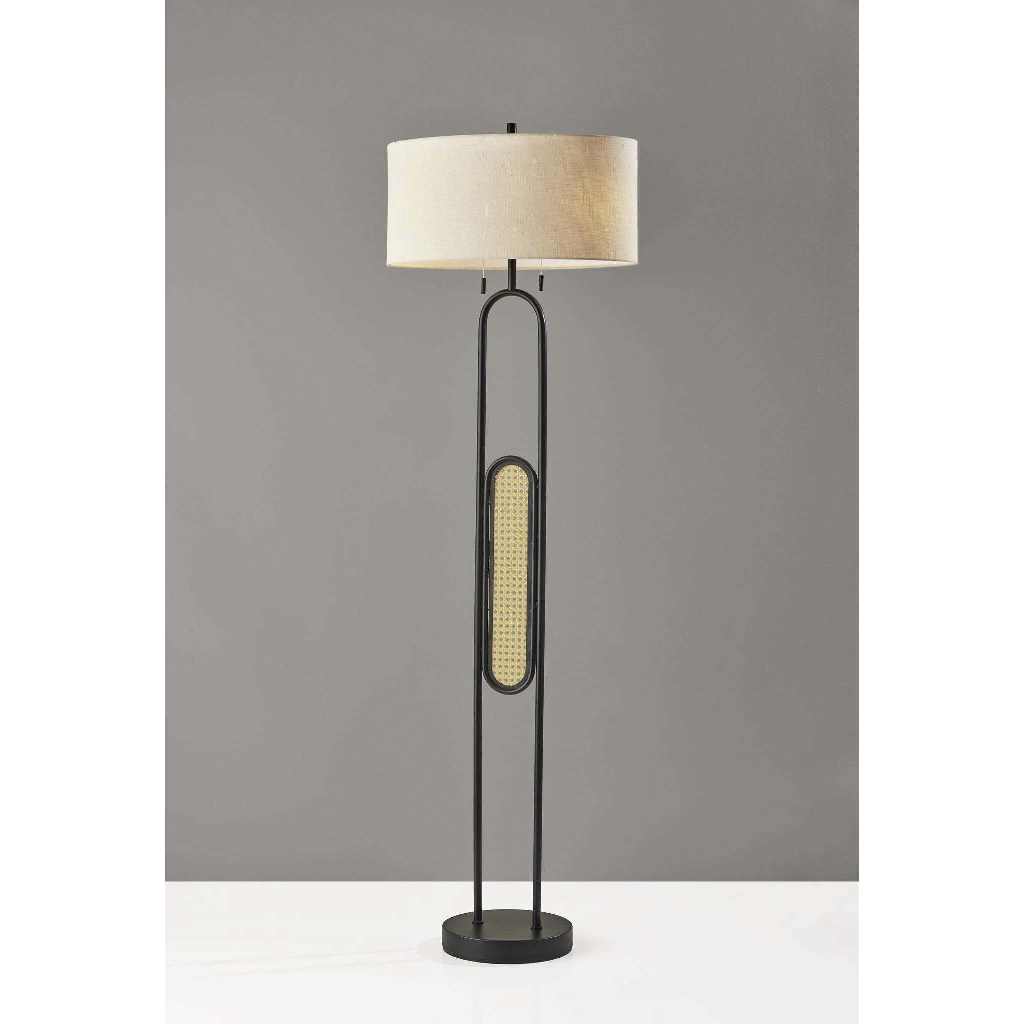 Levy 62 inch 60 watt Black with Webbed Caning Material Floor Lamp Portable Light