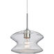 Zen 1 Light Satin Nickel Pendant Ceiling Light in Clear Bubble Glass