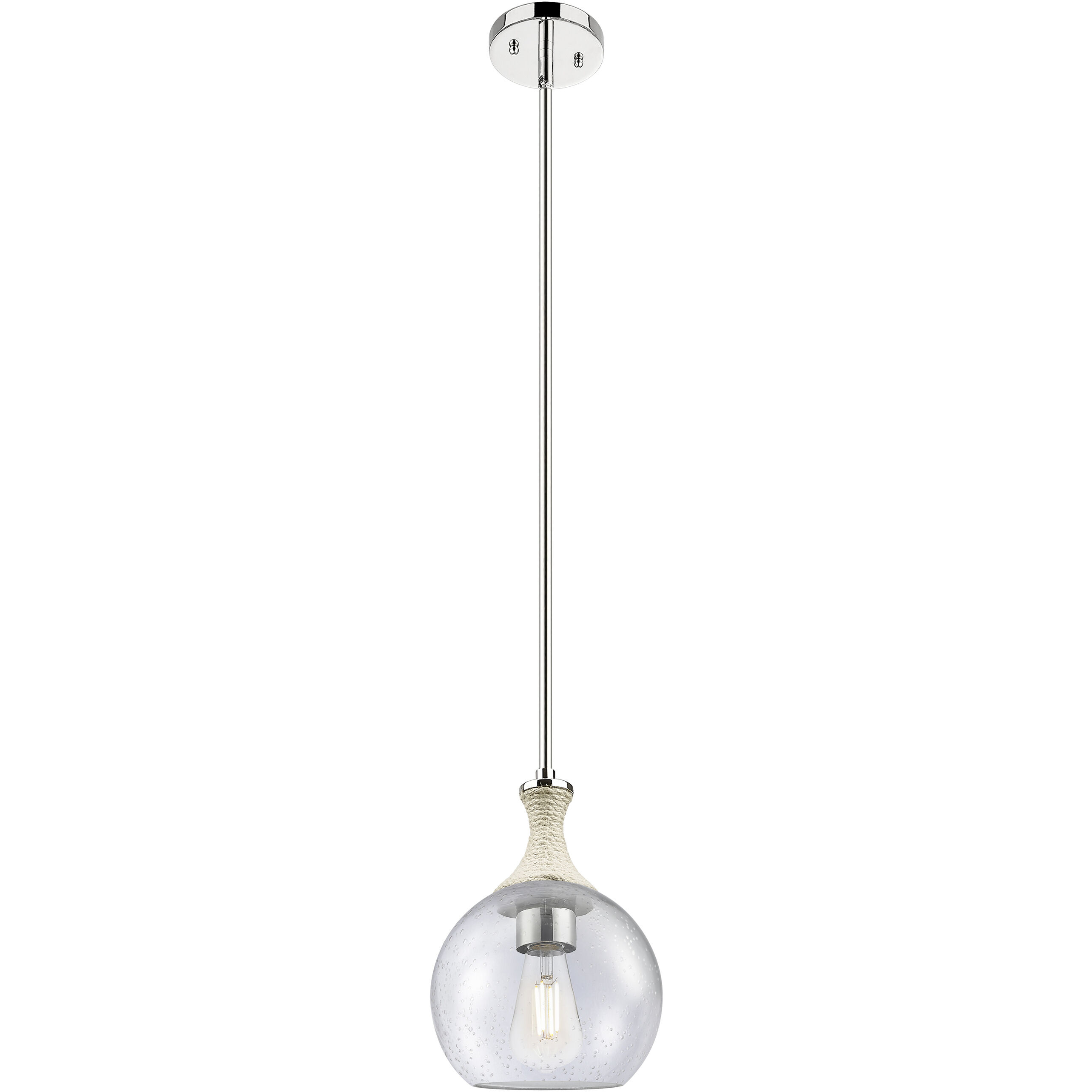 Astor 1 Light 8 inch Polished Nickel Mini Pendant Ceiling Light in Seedy Glass