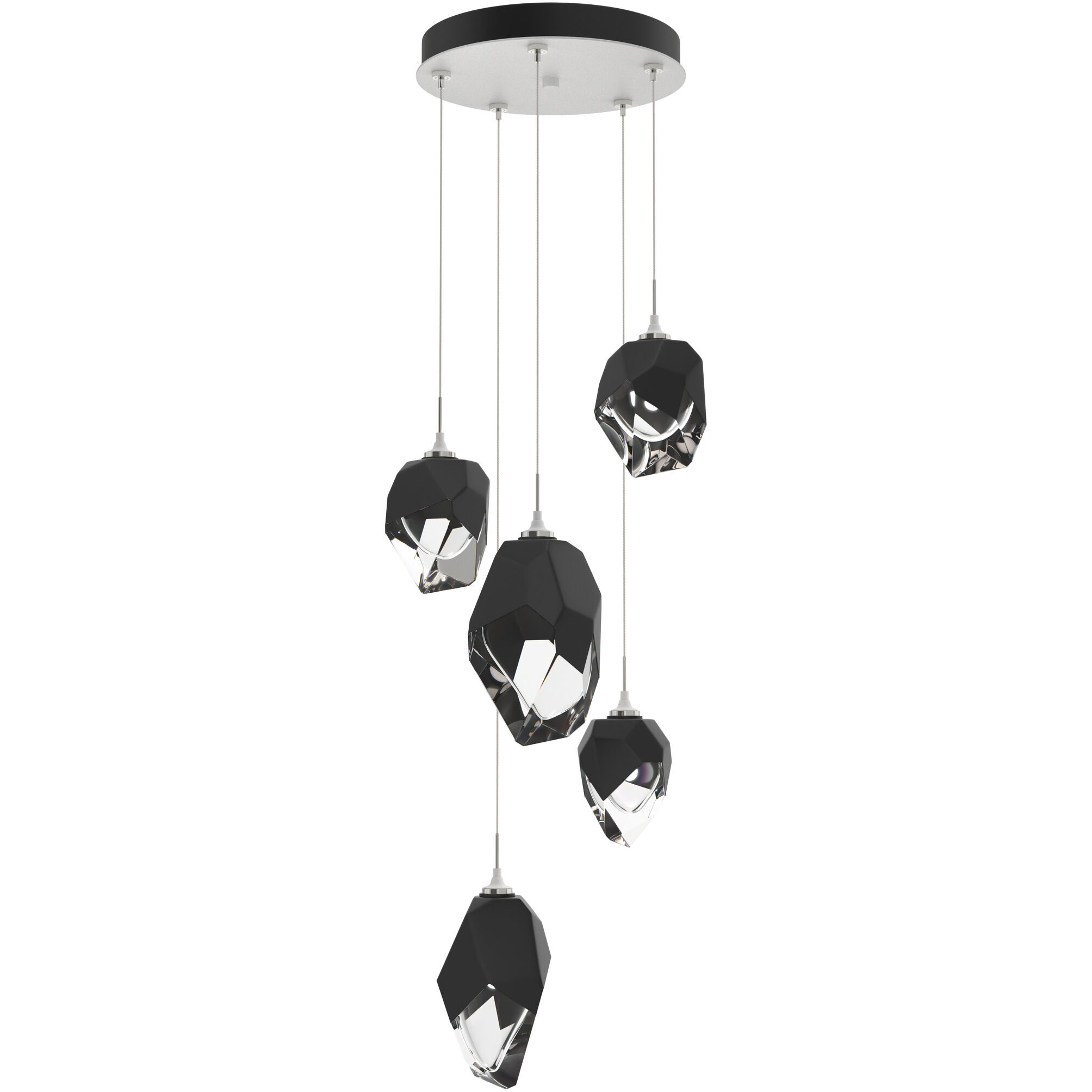 Chrysalis 5 Light 15.7 inch White Pendant Ceiling Light in Black Crystal