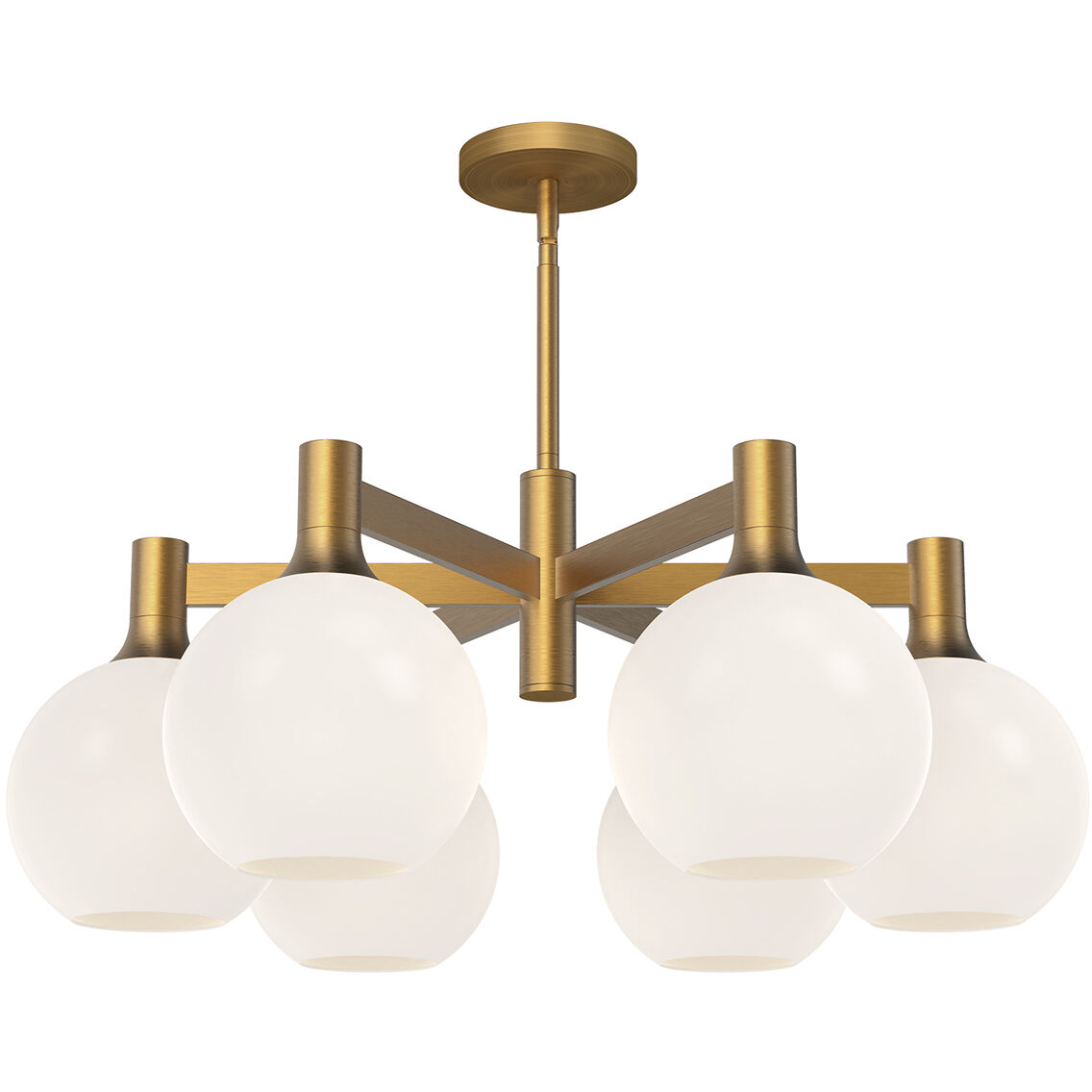 Alora Mood Castilla 6 Light 29.5 inch Aged Gold/Opal Matte Glass Chandelier Ceiling Light in Matte Opal Glass