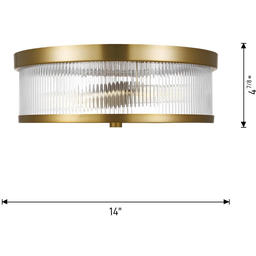 C&M by Chapman & Myers Geneva 2 Light 14 inch Burnished Brass Flush Mount Ceiling Light