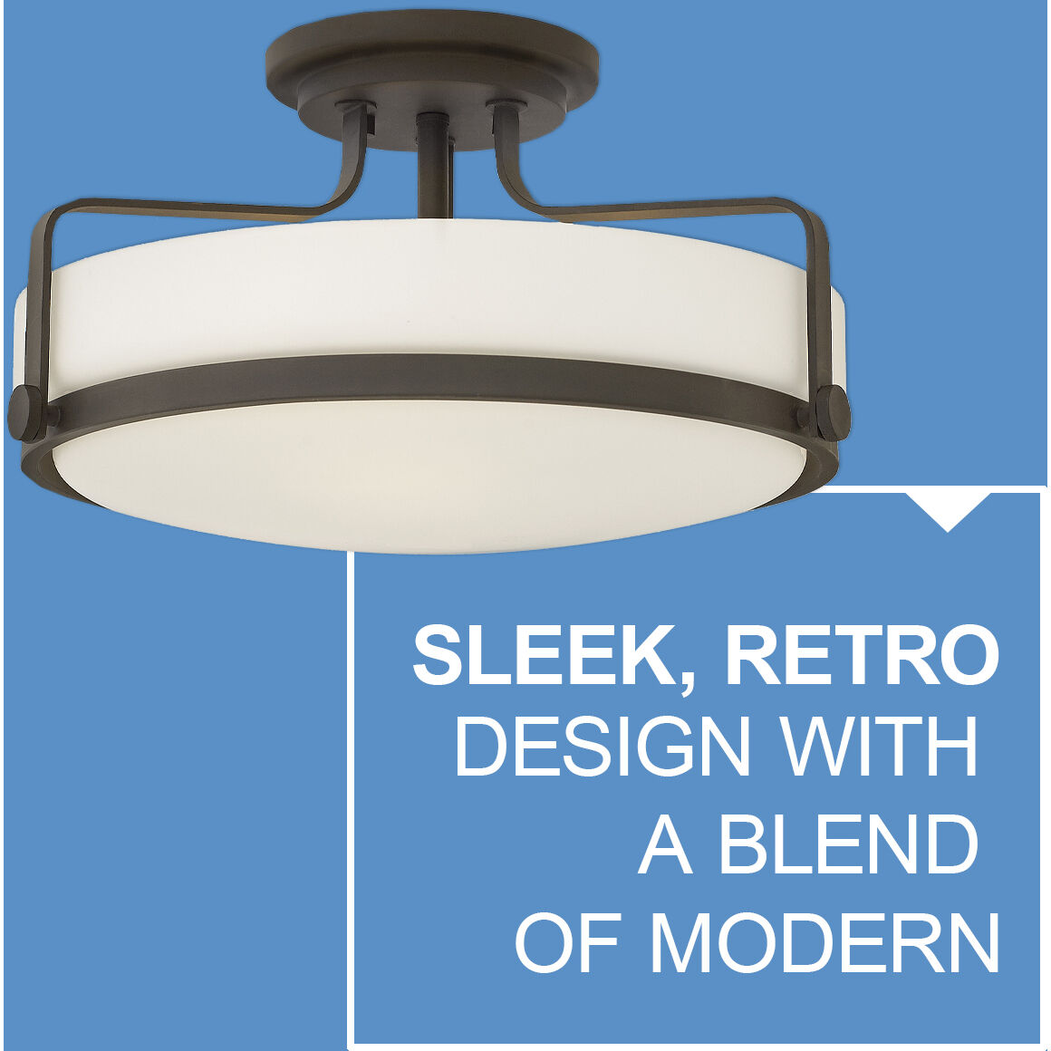 Harper 3 Light 18 inch Oil Rubbed Bronze Indoor Semi-Flush Mount Ceiling Light in White