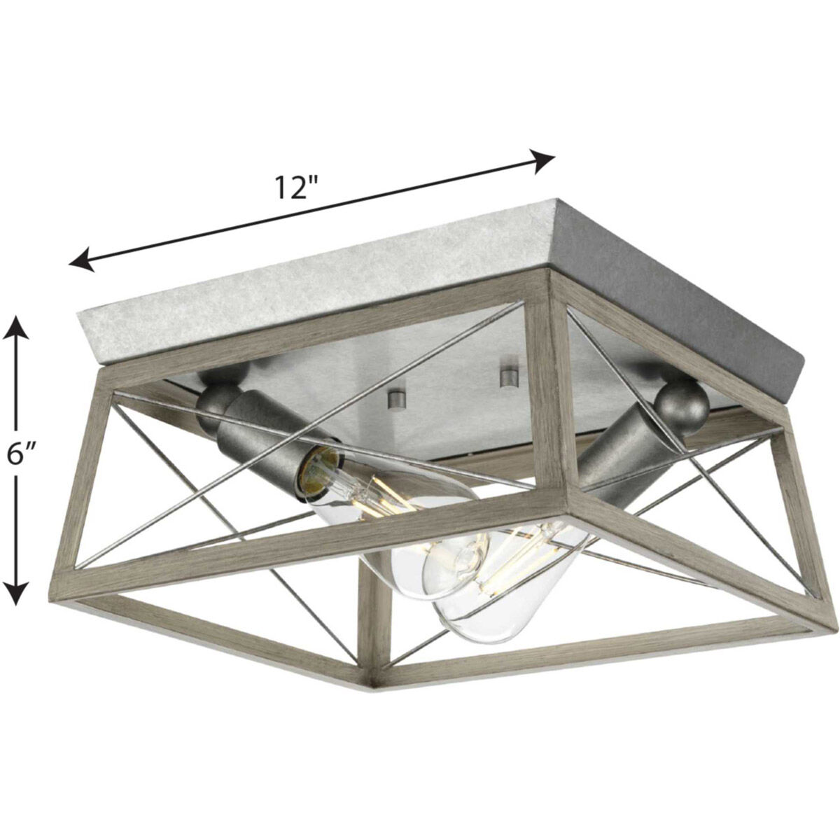 Briarwood 2 Light 12 inch Galvanized Flush Mount Ceiling Light