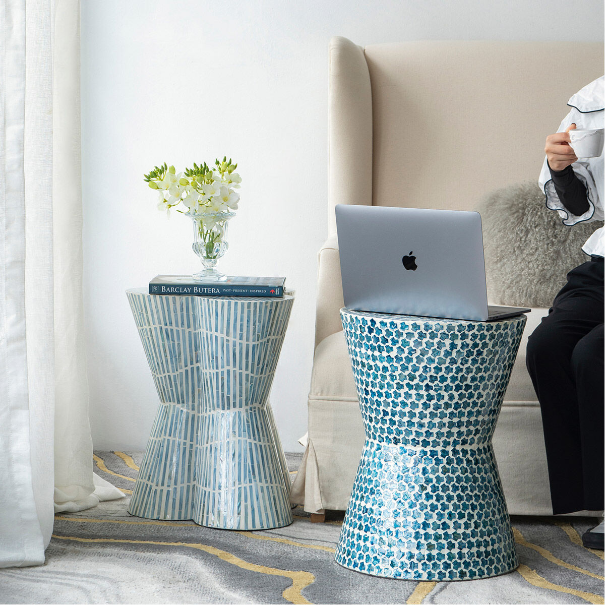 Anita 19.7 inch Blue Stool