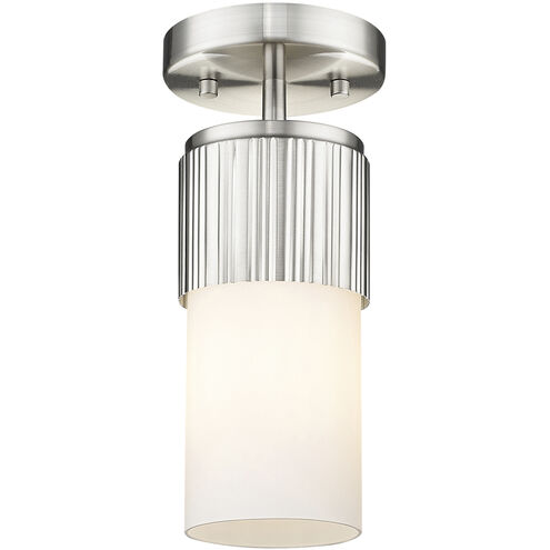 Bolivar 1 Light 4 inch Satin Nickel Flush Mount Ceiling Light in Matte White Glass