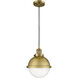 Franklin Restoration Hampden 1 Light 9 inch Brushed Brass Mini Pendant Ceiling Light in Seedy Glass
