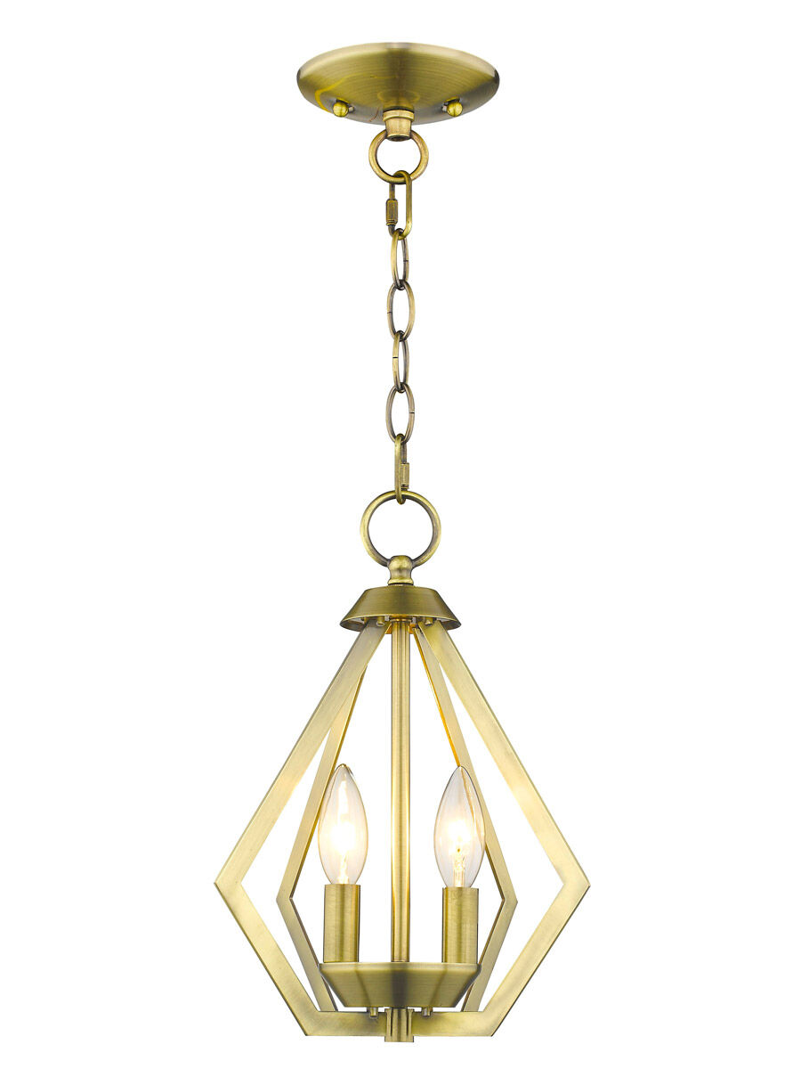Prism 2 Light 11.25 inch Antique Brass Convertible Mini Chandelier/Ceiling Mount Ceiling Light