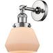 Franklin Restoration Fulton 1 Light 7 inch Polished Chrome Semi-Flush Mount Ceiling Light in Matte White Glass, Franklin Restoration