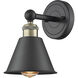 Smithfield Sconce Wall Light in Black Antique Brass, Matte Black