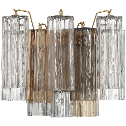 Addis Sconce Wall Light in Aged Brass, Tronchi Glass Autumn