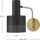 Casey 16.75 inch 10 watt Lacquered Brass and Black Swing Arm Sconce Wall Light in Lacquered Brass with Black