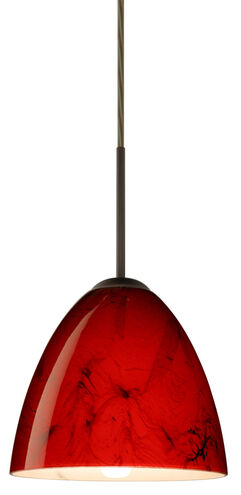 Vila LED Bronze Pendant Ceiling Light in Magma Glass