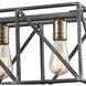 Crossbar 6 Light 42 inch Silverdust Iron with Satin Brass Linear Chandelier Ceiling Light