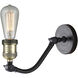 Franklin Restoration Small Cone 1 Light 7 inch Black Antique Brass Sconce Wall Light in Seedy Glass, Franklin Restoration