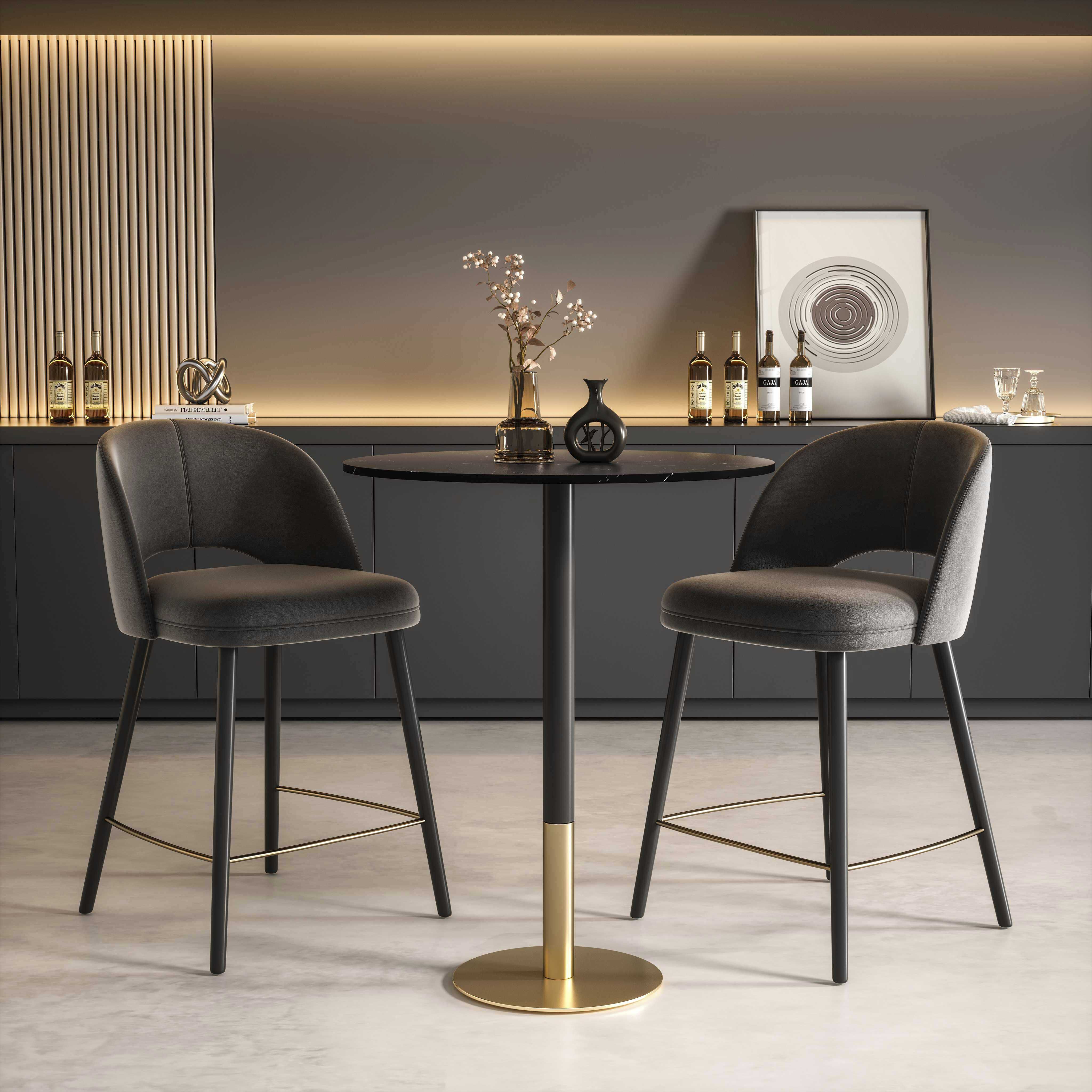 Ronan 39.5 X 31.5 inch Black and Gold Pub Table