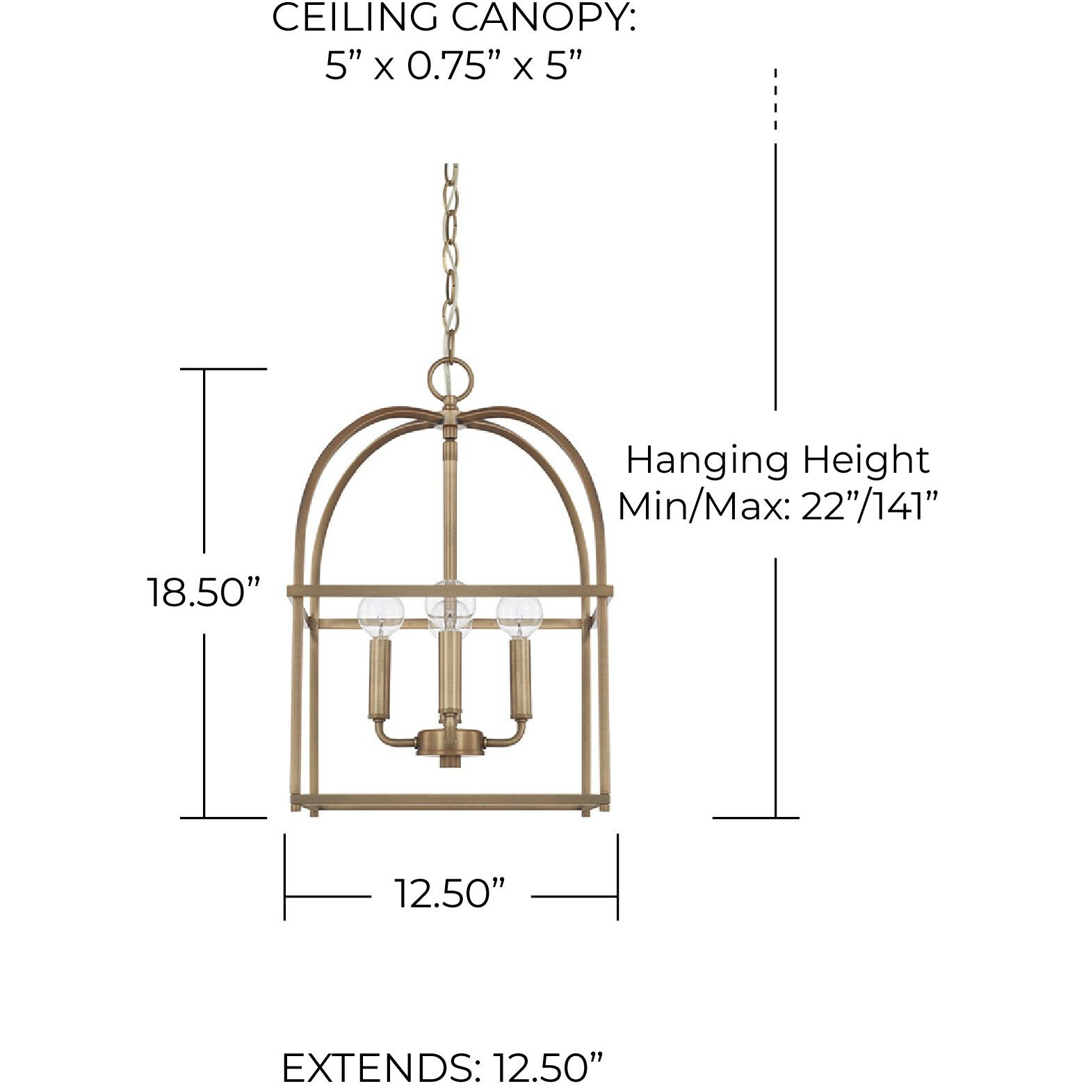 Elijah 4 Light 13 inch Aged Brass Foyer Ceiling Light