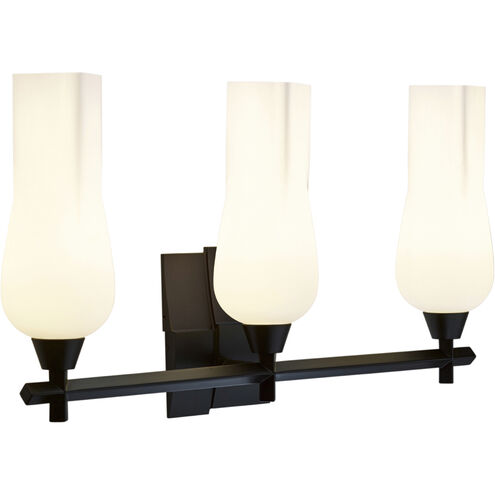 Fleur 3 Light 25.25 inch Matte Black with Matte Opal Vanity Light Wall Light