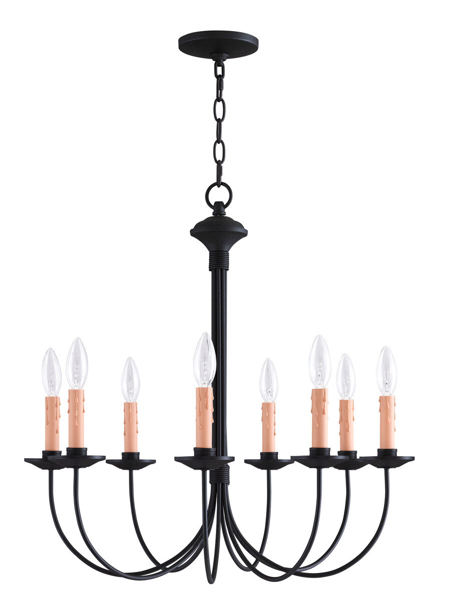 Heritage 8 Light 24 inch Black Chandelier Ceiling Light