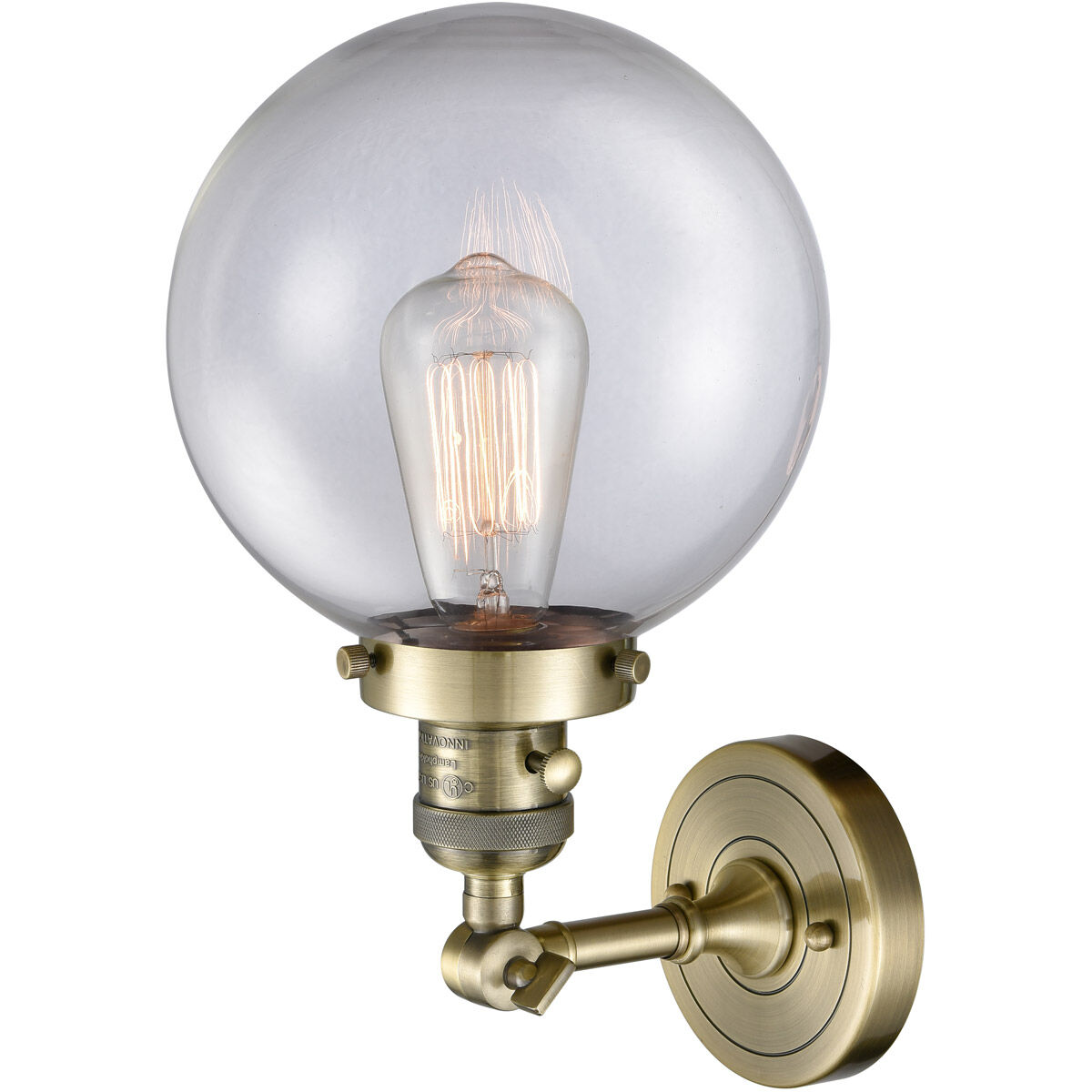Franklin Restoration Large Beacon LED 8 inch Antique Brass Sconce Wall Light, Franklin Restoration