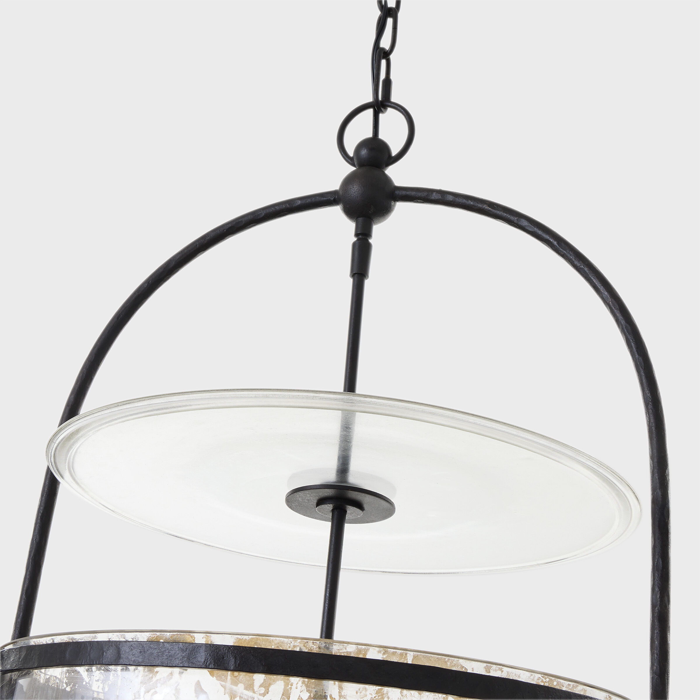 Chapman & Myers Lorford 4 Light 20 inch Aged Iron Bell Lantern Pendant Ceiling Light in Mercury Glass