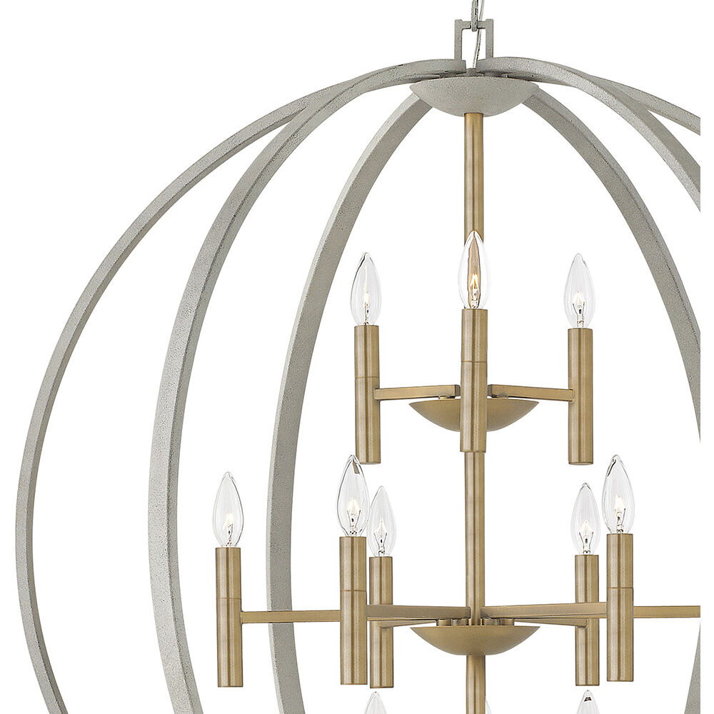 Euclid 12 Light 36 inch Cement Gray with Brushed Gold Indoor Foyer Light Ceiling Light