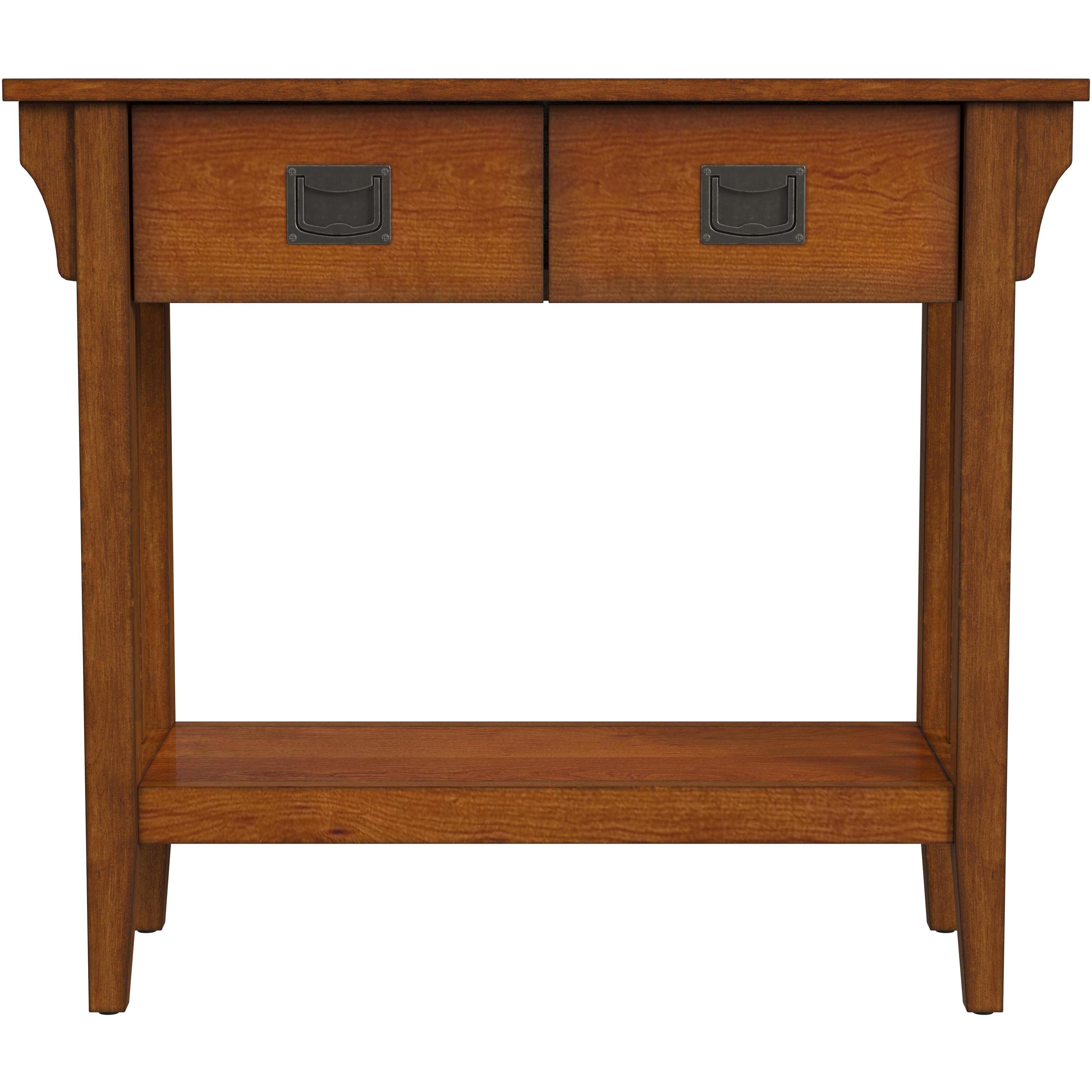 Larina Burl 2- Drawer Console Table in Medium Brown