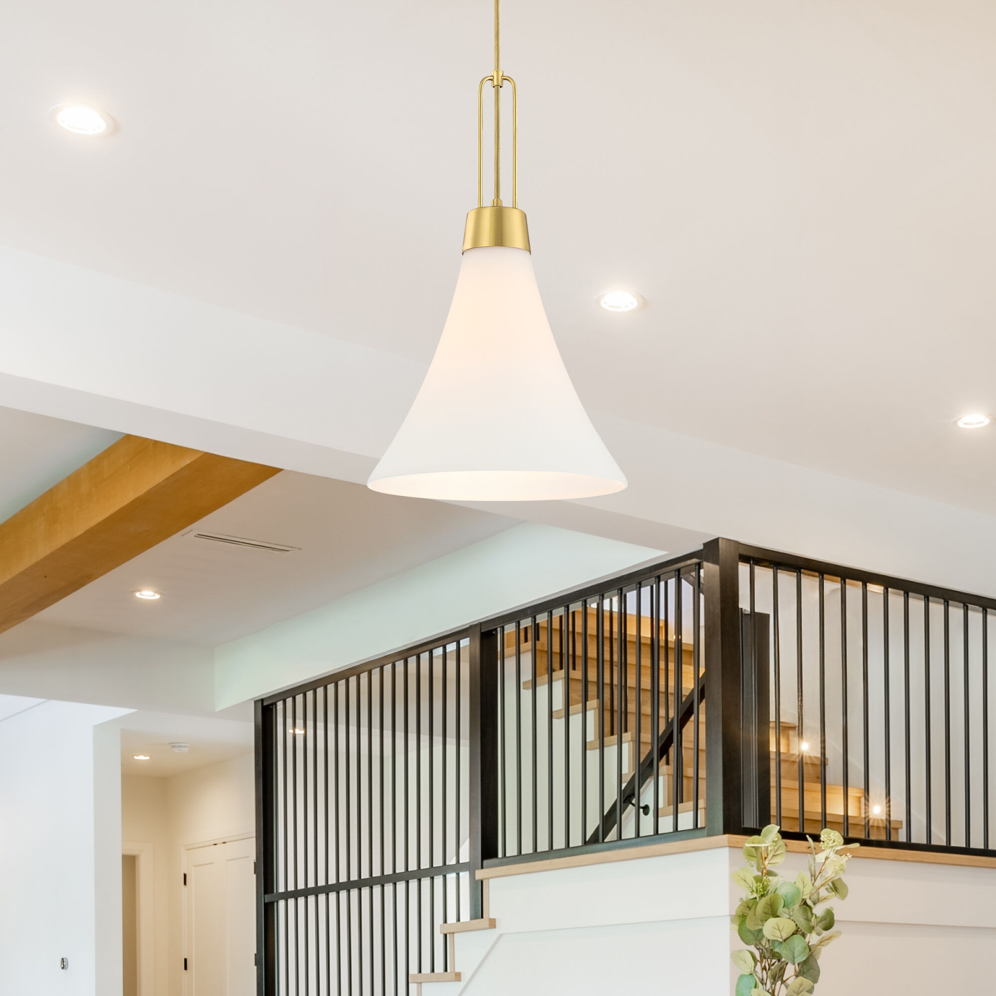 Evergreen Oasis LED 12 inch Brushed Gold Down Pendant Ceiling Light