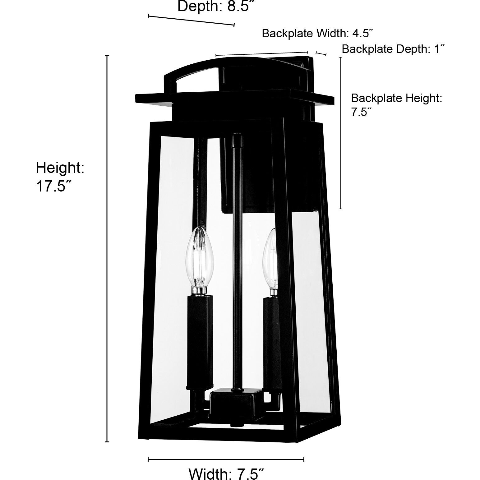 Kendrix 2 Light 17.5 inch Powder Coated Black Outdoor Wall Sconce