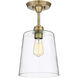 Modern 1 Light 10 inch Natural Brass Semi-Flush Ceiling Light