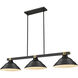 Bronte 3 Light 54.75 inch Matte Black and Rubbed Brass Billiard Light Ceiling Light