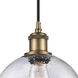 Ballston Athens 1 Light 8 inch Brushed Brass Mini Pendant Ceiling Light in Seedy Glass, Ballston