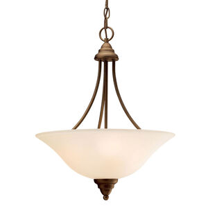 Telford 3 Light 17 inch Olde Bronze Inverted Pendant Small Ceiling Light in Umber Etched Glass, Small