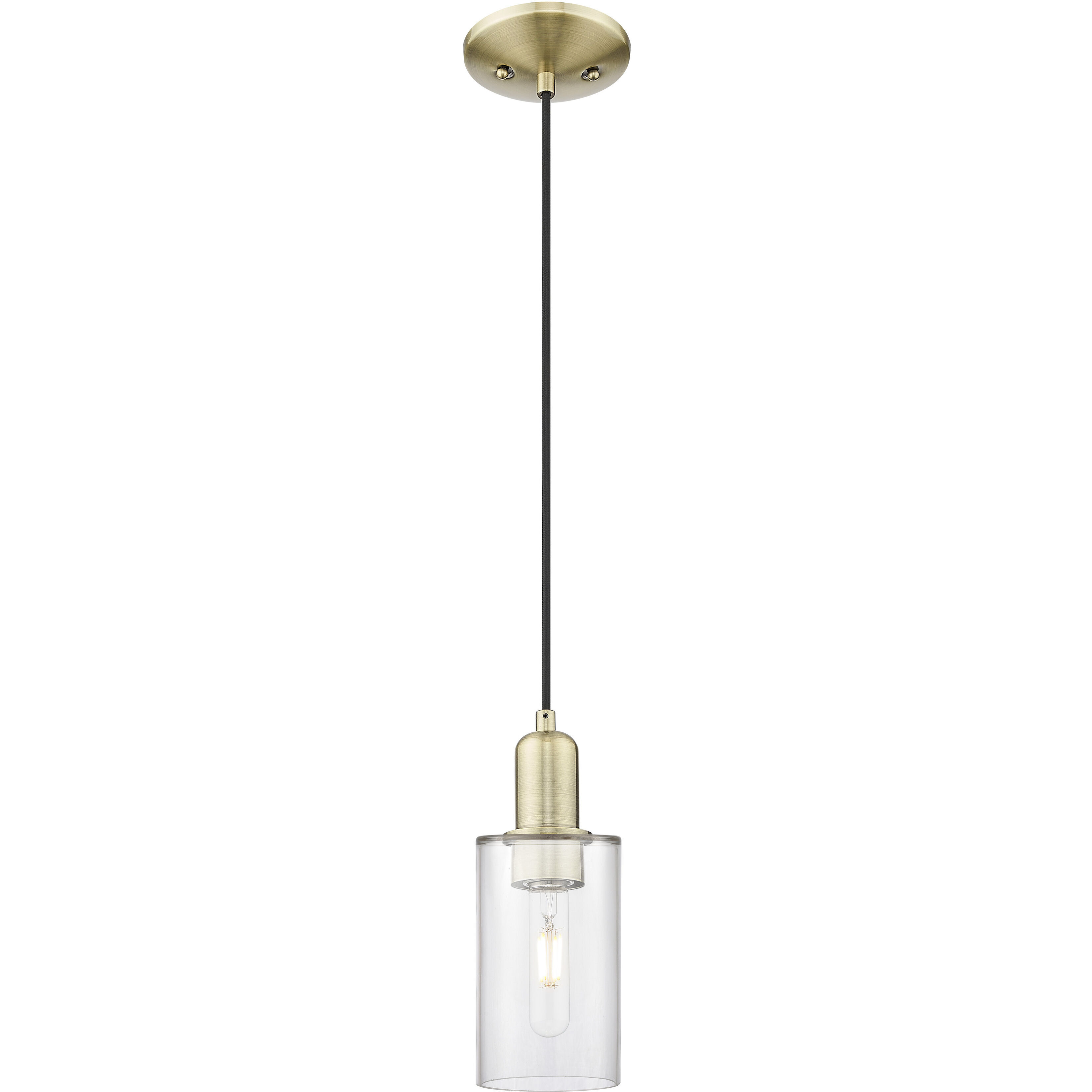 Arcadia Clymer 1 Light 4.88 inch Antique Brass Mini Pendant Ceiling Light in Clear