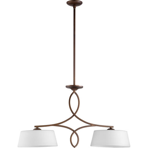 Willingham 2 Light 34 inch Oiled Bronze Island Light Ceiling Light, Satin Opal