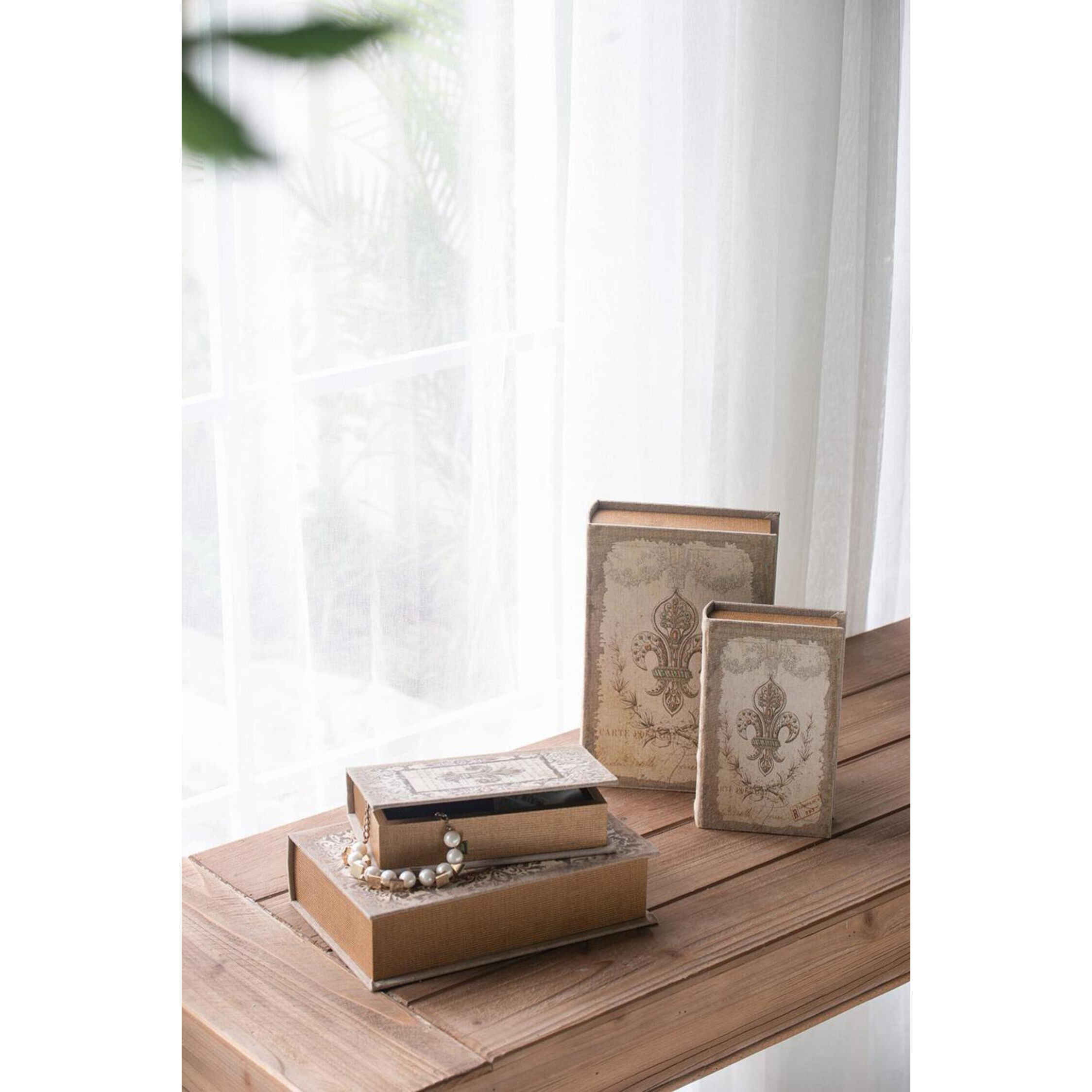 Anita 7 X 3.2 inch White Book Box, Set of 4