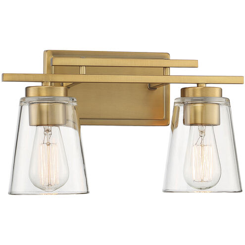Calhoun 2 Light 14.58 inch Warm Brass Bathroom Vanity Light Wall Light, Essentials