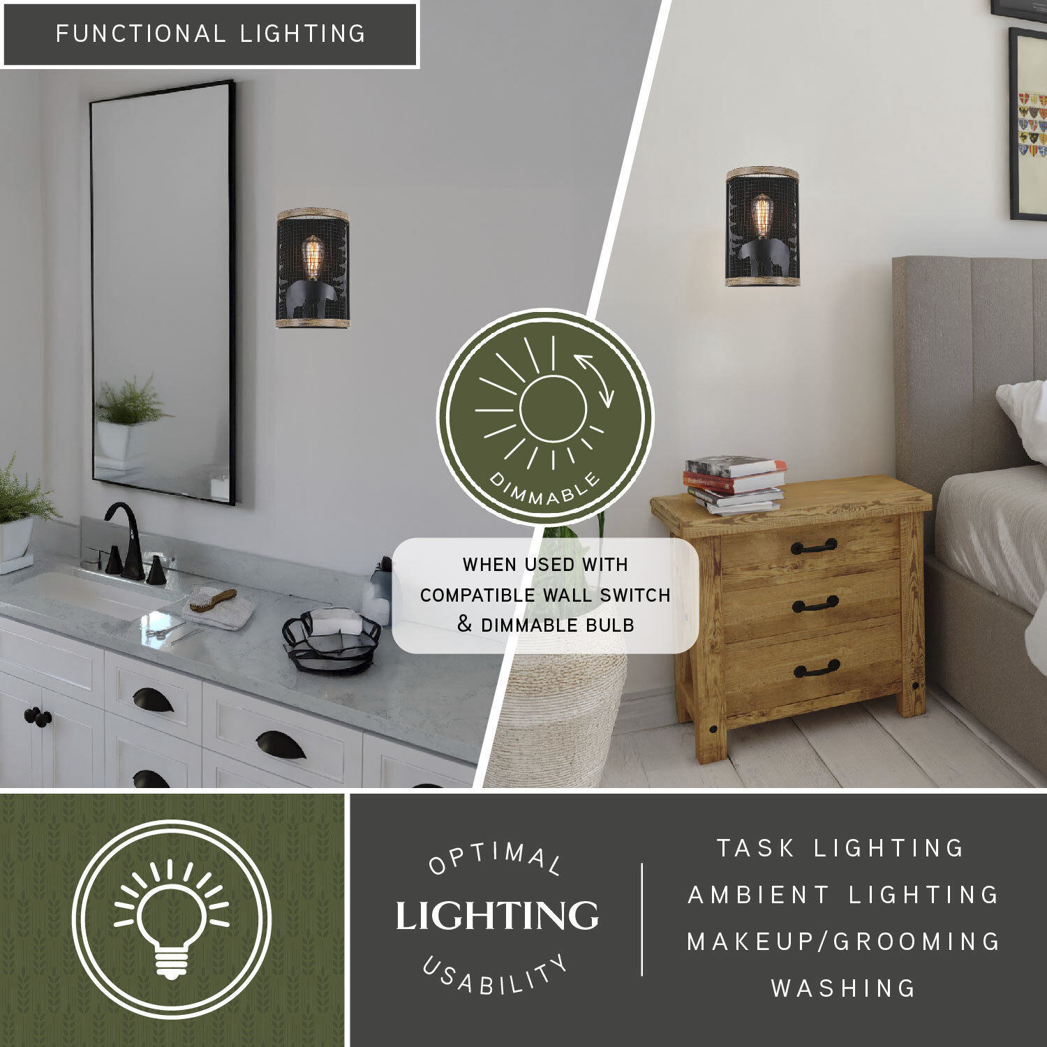 Kodiak LED 8 inch Black and Burnished Teak Wall Light