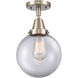 Franklin Restoration Beacon 1 Light 8 inch Brushed Satin Nickel Flush Mount Ceiling Light in Clear Glass