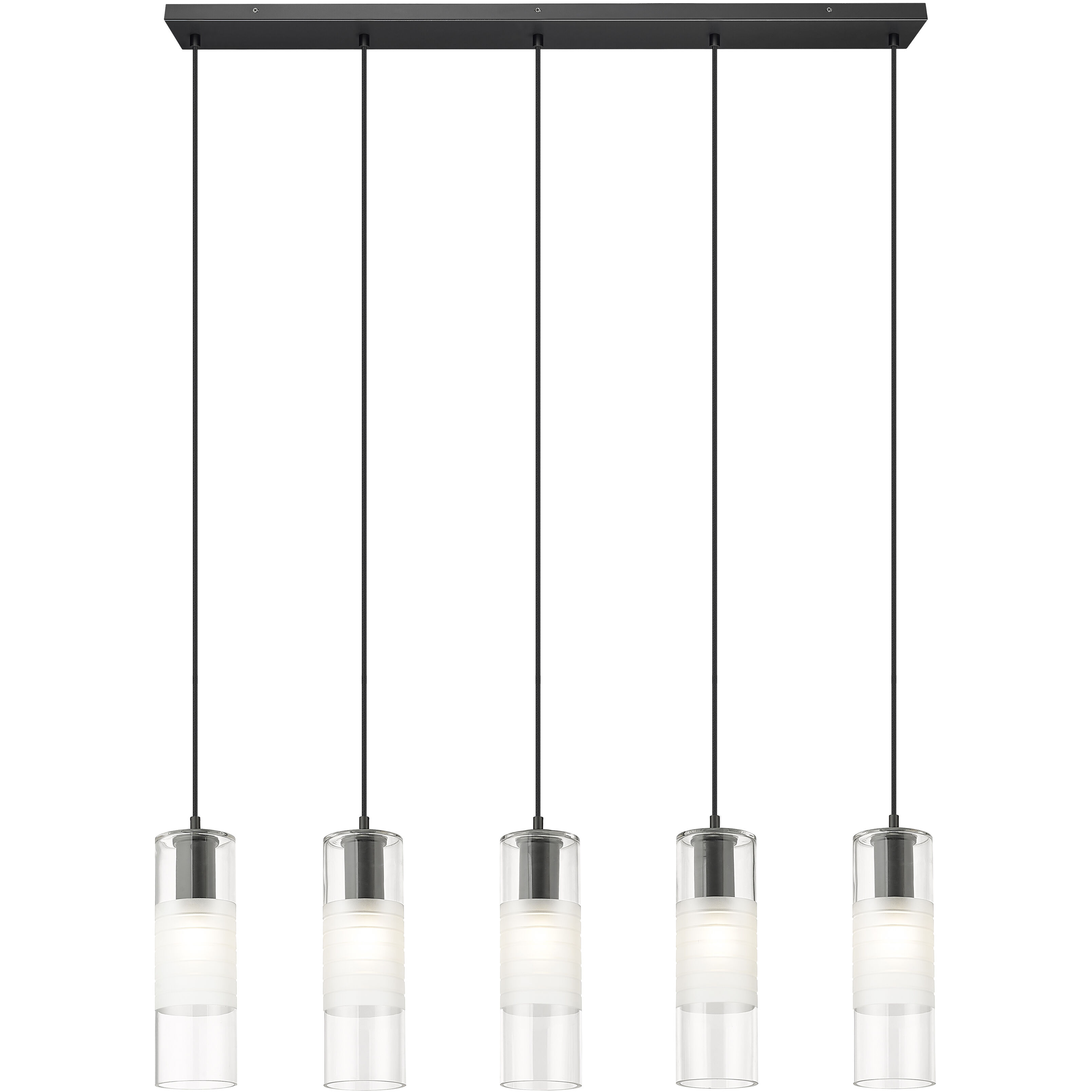 Alton 5 Light 42 inch Matte Black Linear Chandelier Ceiling Light