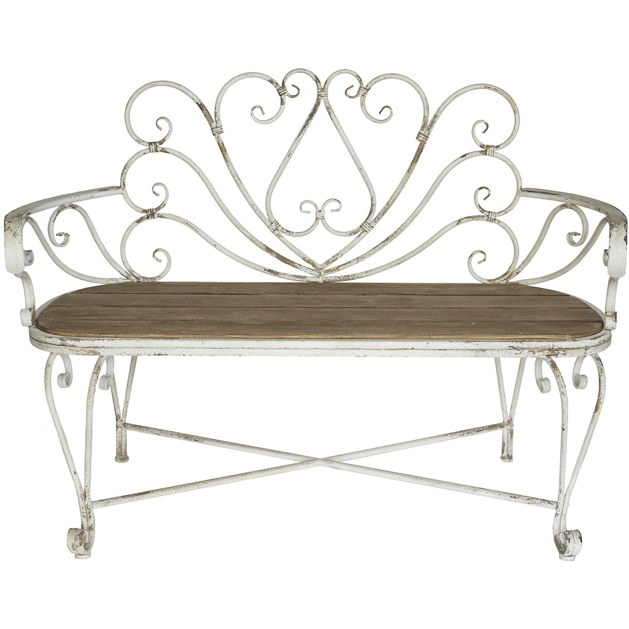 Anita Distressed White/Brown Bench