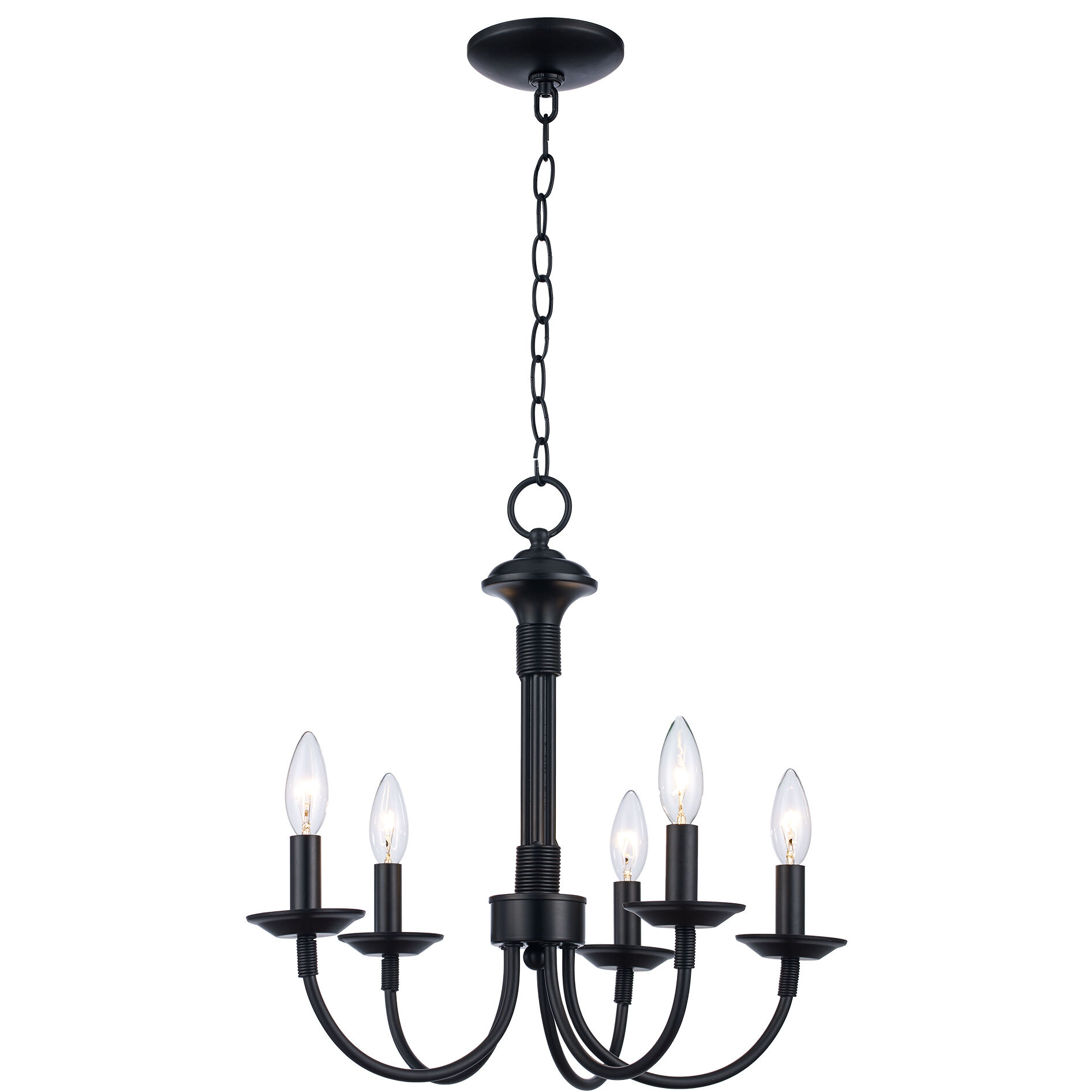Trans Globe Five Light Black Up Chandelier 9015 Bk