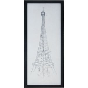 Eiffel Tower White with Black Framed Wall Art, Black Frame