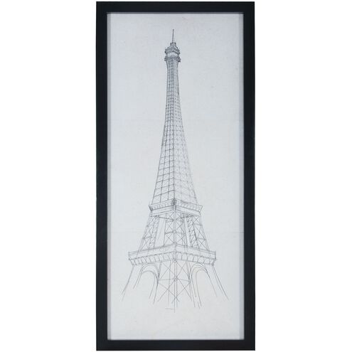 Eiffel Tower White with Black Framed Wall Art, Black Frame