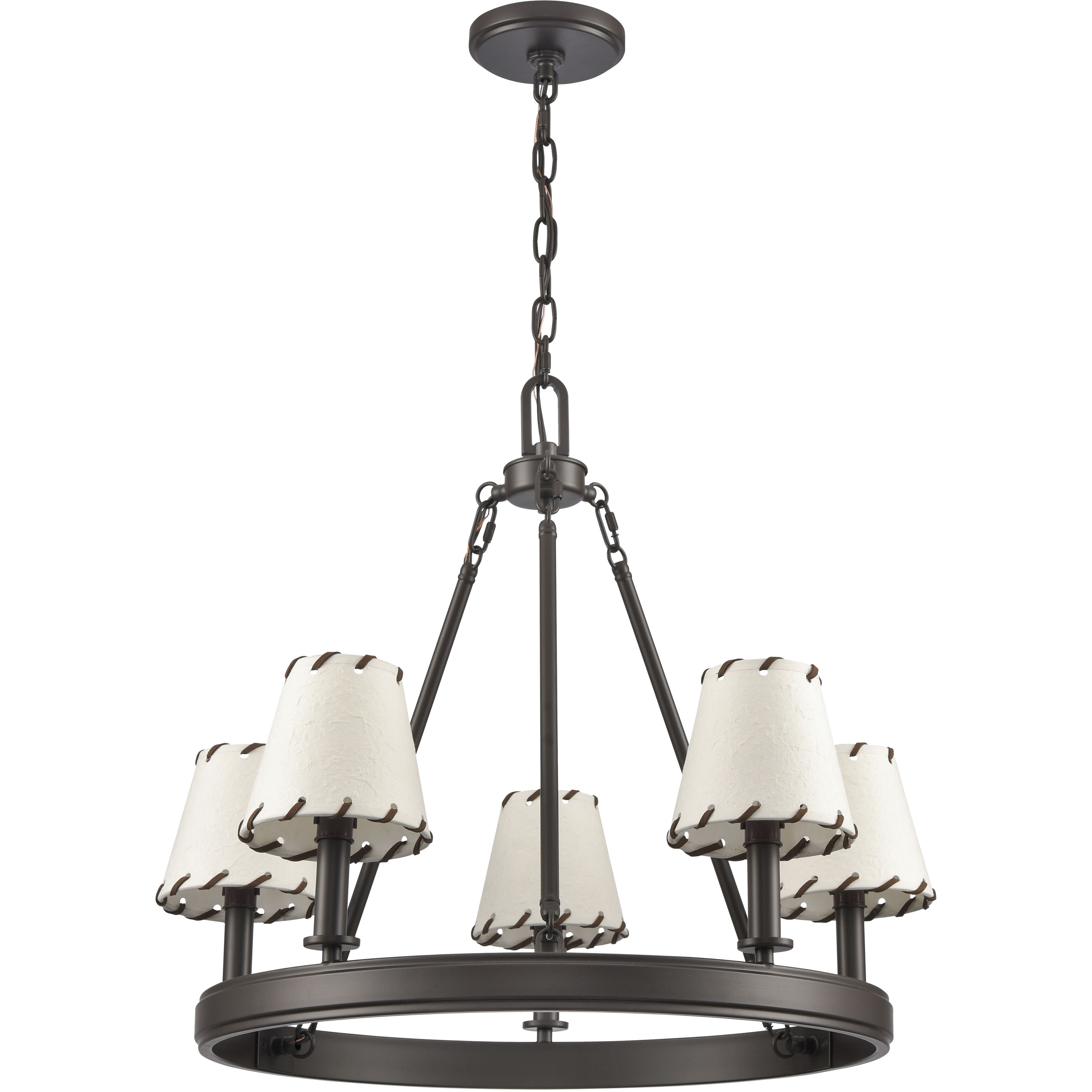 Marion 5 Light 24.5 inch Oil Rubbed Bronze with Natural Chandelier Ceiling Light