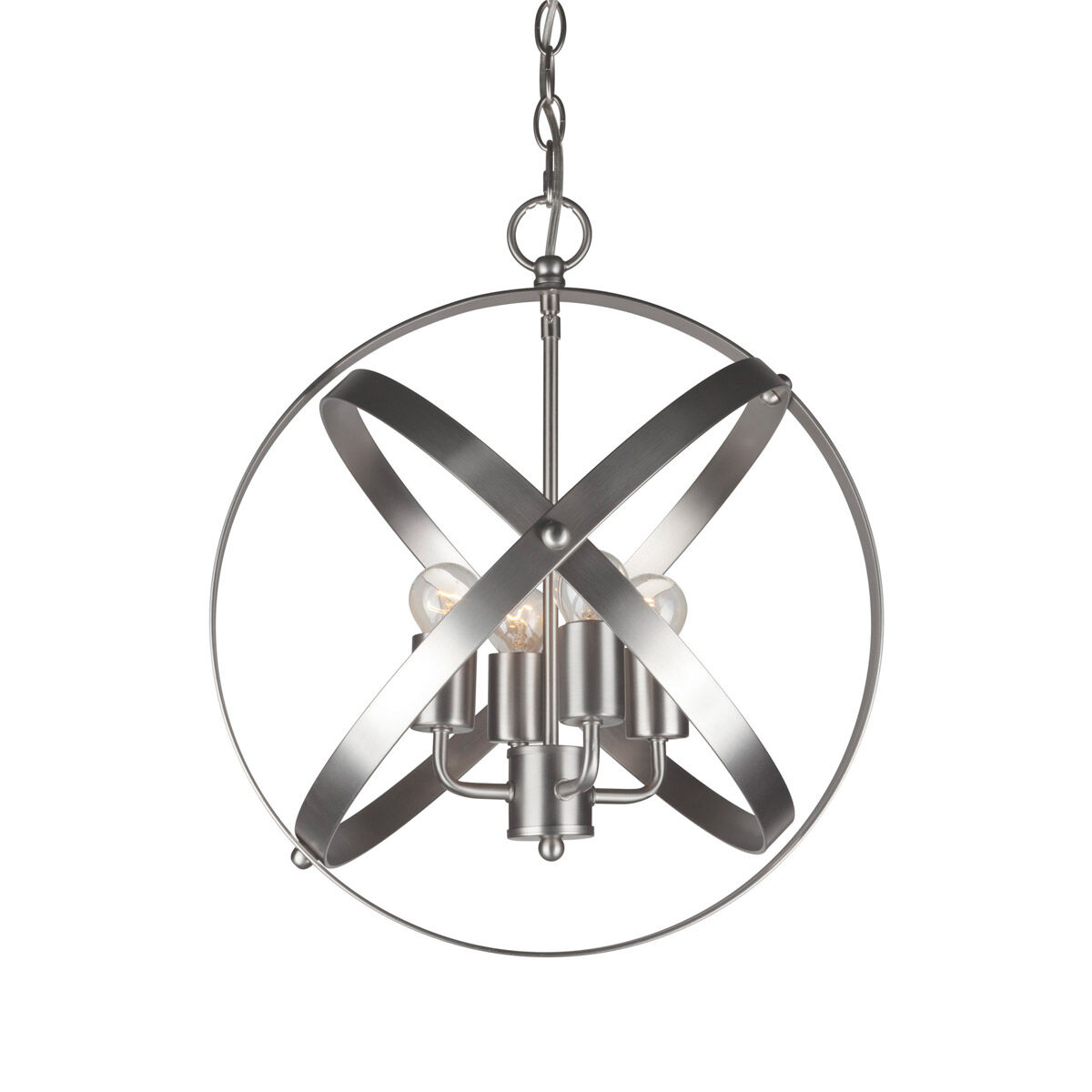 Signature 4 Light 16 inch Brushed Nickel Globe Pendant Ceiling Light